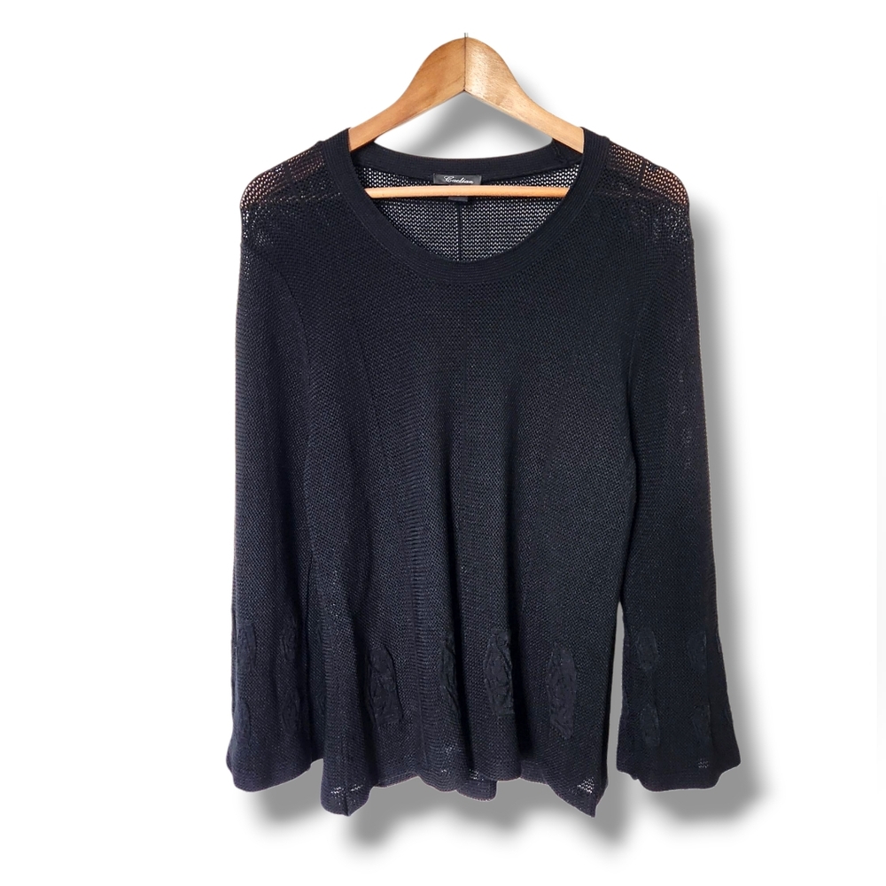 Caelian Long Sleeve Mesh Knit Sweater | XL